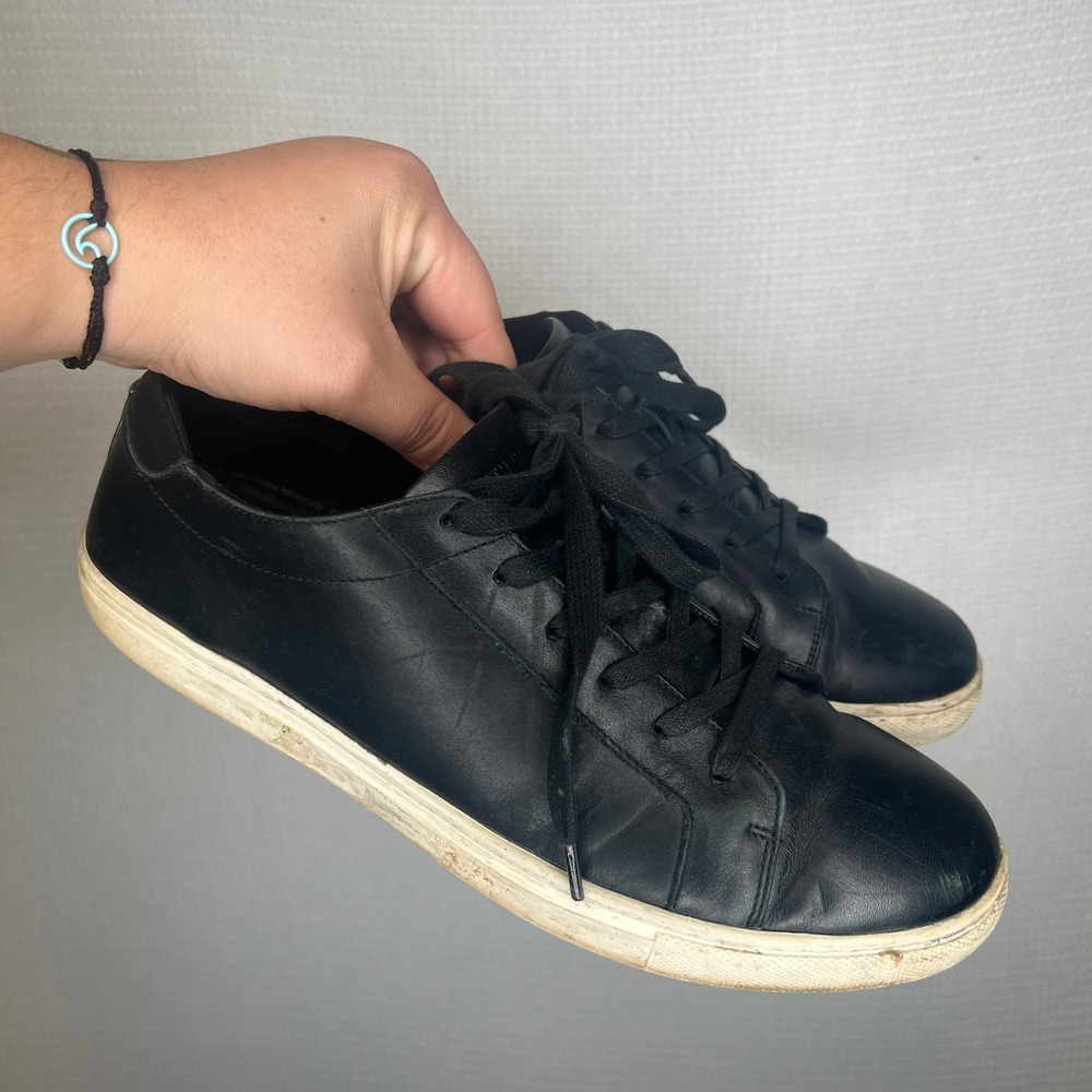 Kenneth Cole New York Kam Mens Black Leather Low Top Sneakers Size 8M